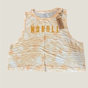 NOBULL Women’s Orange and Cream Tie-Dye Tank